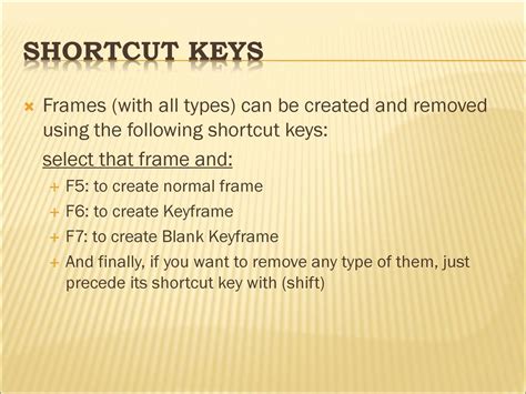 name the shortcut key to insert a blank keyframe