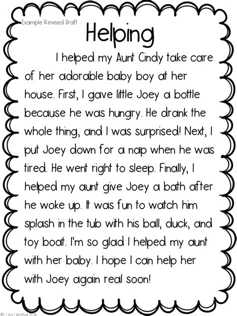 narrative writing examples for 2nd grade