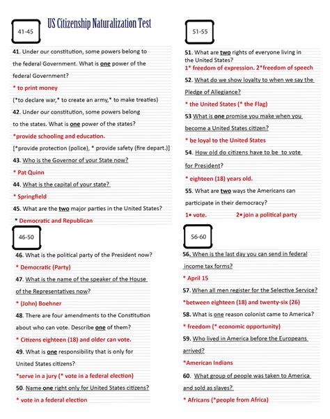 naturalization test questions and answers