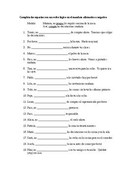 negative commands spanish practice