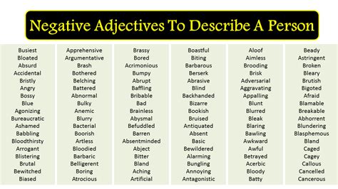 negative descriptive words
