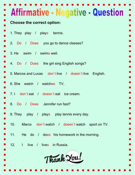 negative form questions
