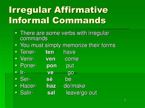 negative informal commands ir