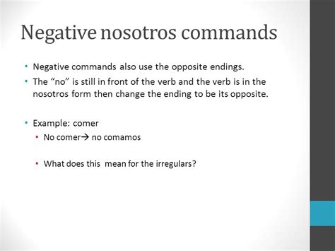 negative nosotros commands examples
