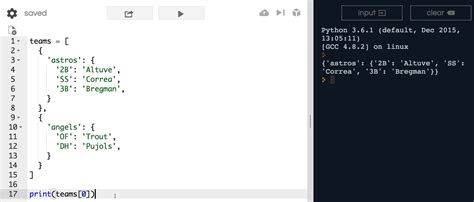 nested dictionary example