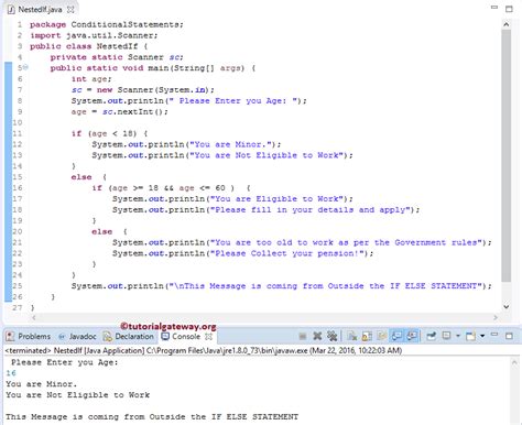 nested if example program in java