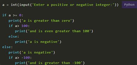 nested if real time example in python