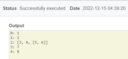 nested list program in python