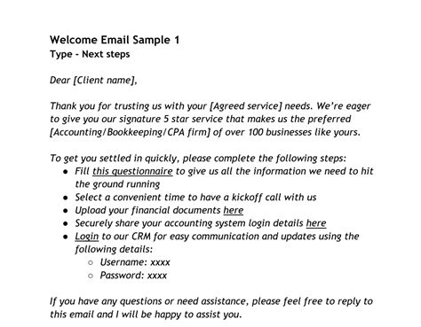 new client welcome email examples