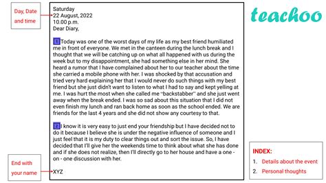 new format of diary entry for class 9