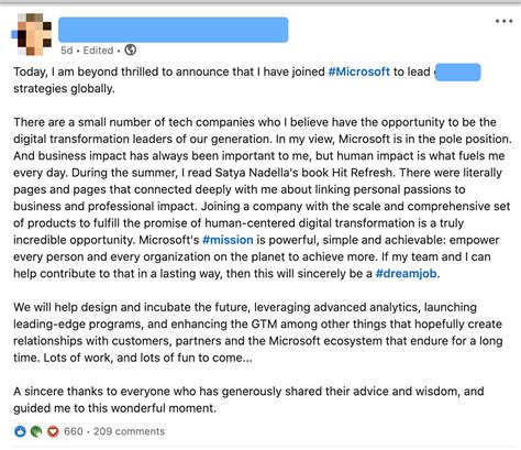 new job post linkedin example