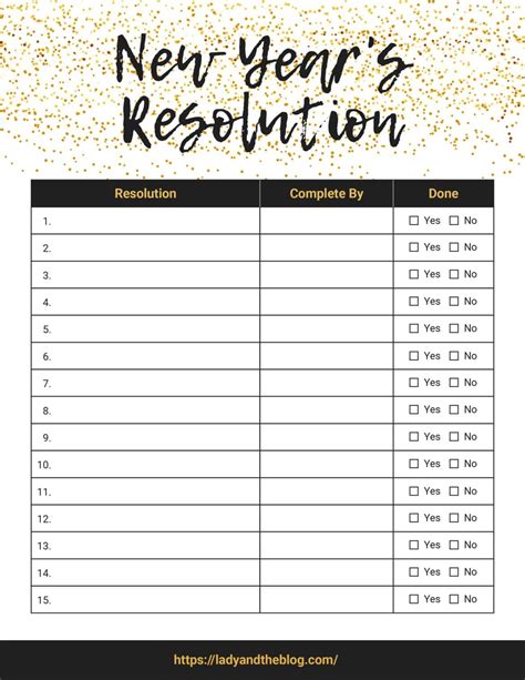 new year's resolution list maker