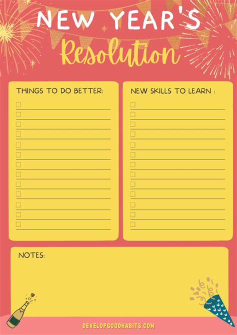 new year's resolution list template