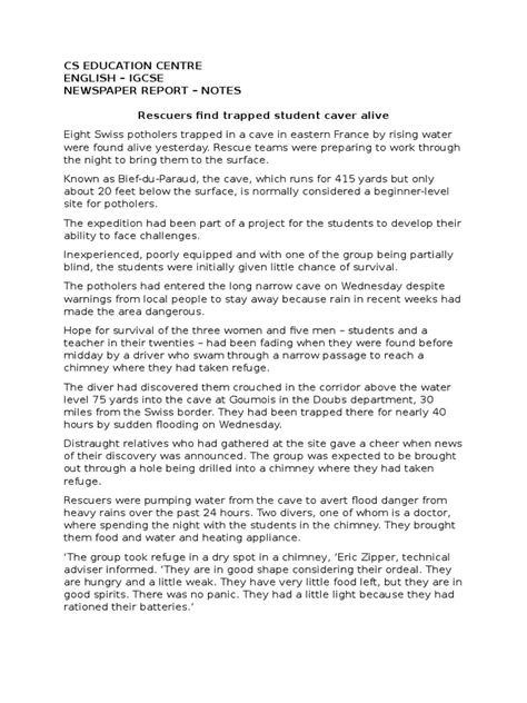 news report igcse example