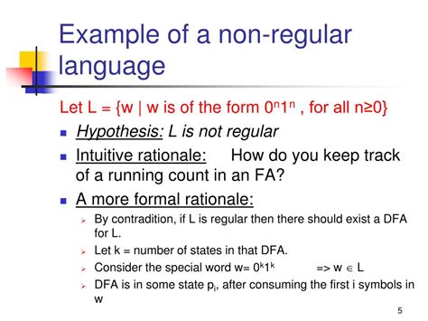non regular language examples
