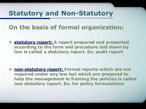 non-statutory reports examples