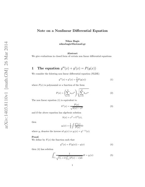 nonlinear differential equation examples pdf