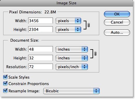 normal image size in photoshop