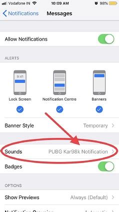 not getting sound notifications for text messages