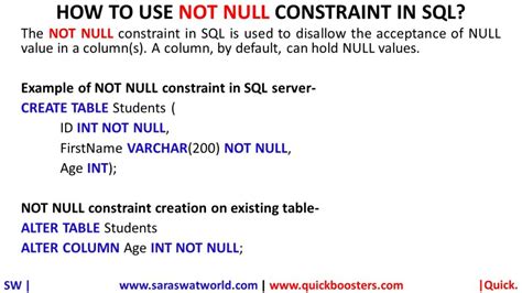not null constraint example