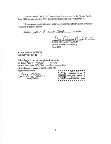 notarized document example california