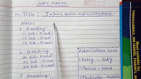 note making class 11 format and examples