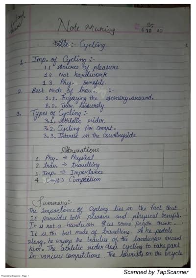 note making format class 10th