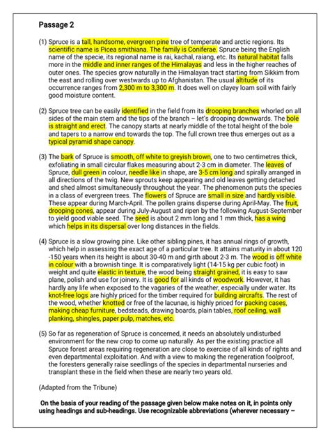 note making passage for class 11 with answers pdf