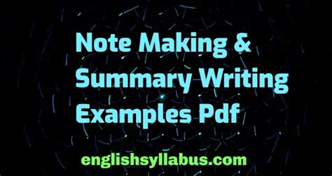 note making summary pdf