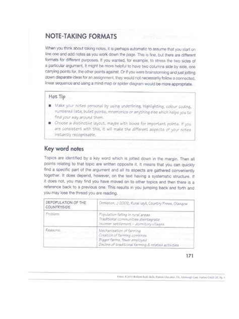 note taking examples pdf