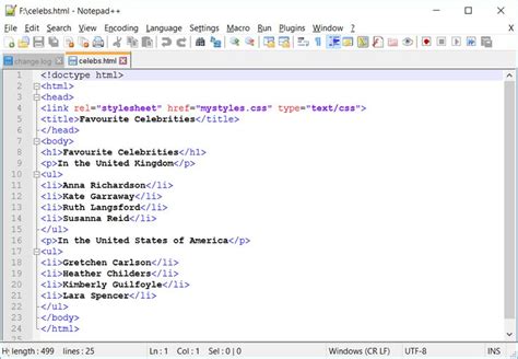 notepad html codes list with examples