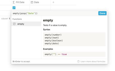 notion formula if date is empty
