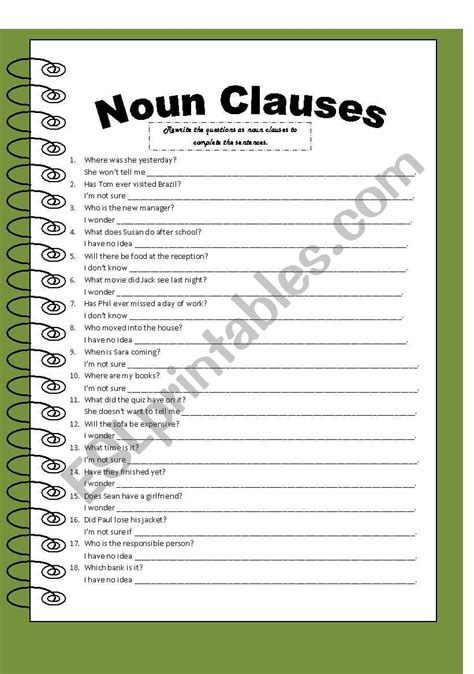 noun clause joining exercise with answers pdf