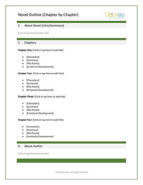 novel chapter outline template google docs