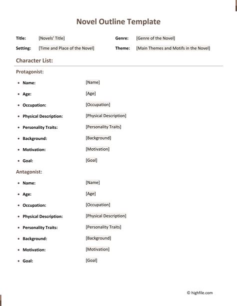 novel outline template google docs pdf