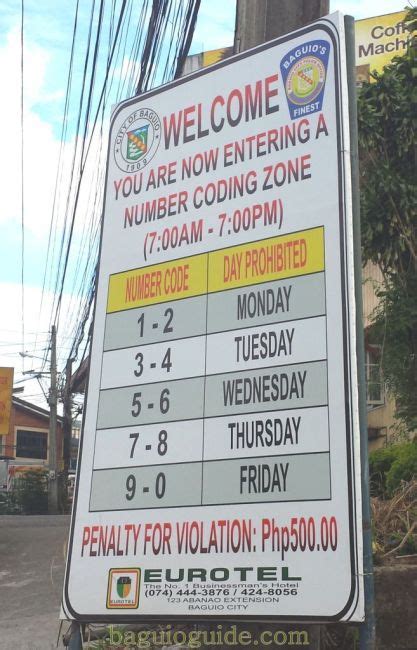 number coding hours in baguio