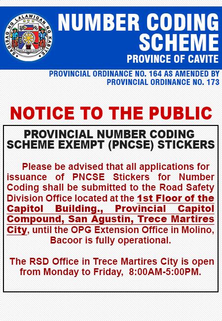 number coding scheme in cavite