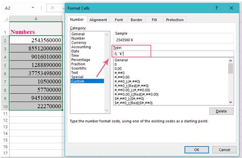 number format in excel for thousands