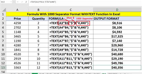 number format in excel formula