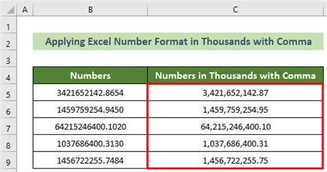 number format in thousands with comma excel