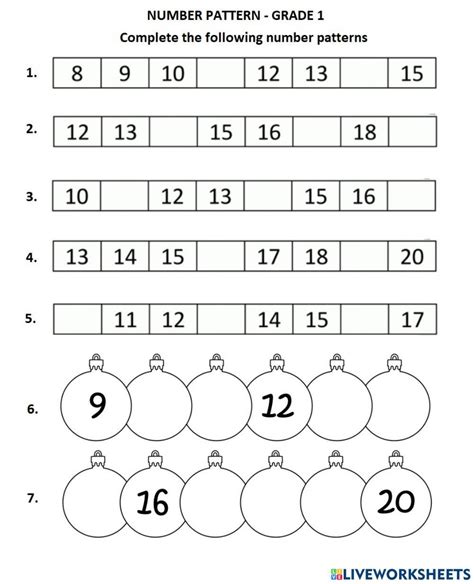 number pattern problems worksheet