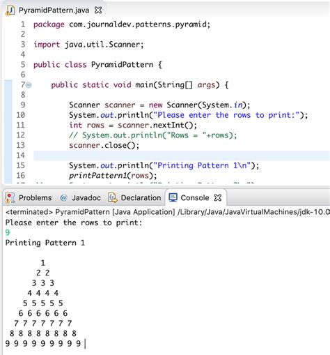 number pattern program in java w3schools