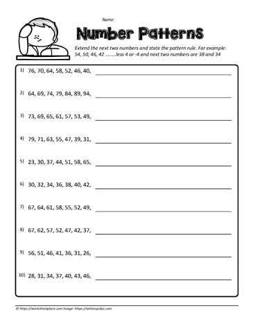 number pattern questions pdf