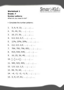 number pattern questions with answers pdf grade 7