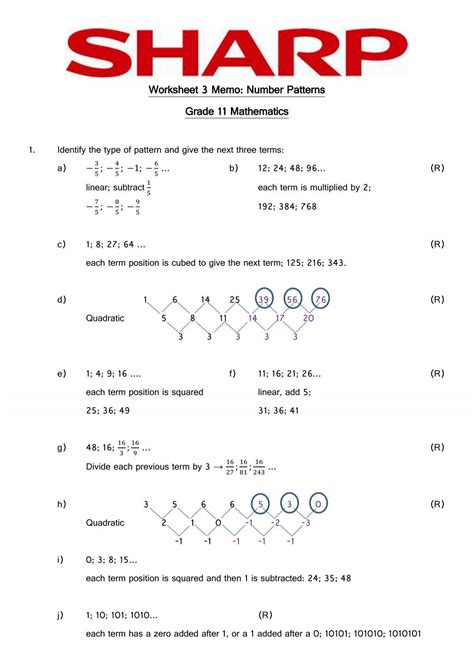 number patterns grade 11 questions and answers pdf