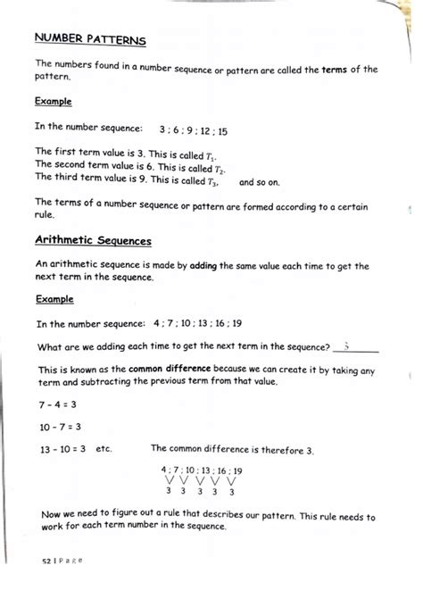 number patterns grade 9 questions and answers pdf term 2
