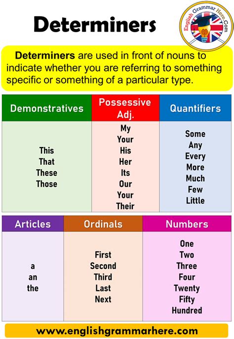 numbers determiners examples