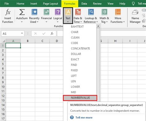 numbervalue excel vba