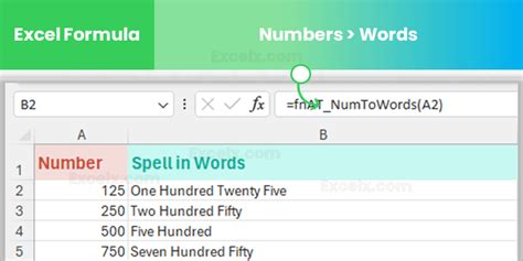 numerical number to words in excel formula