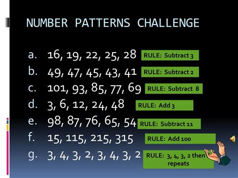 numerical patterns examples with answers